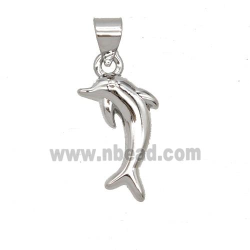 Copper Dolphin Pendant Platinum Plated