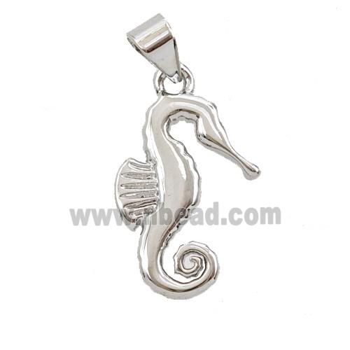Copper Seahorse Pendant Platinum Plated