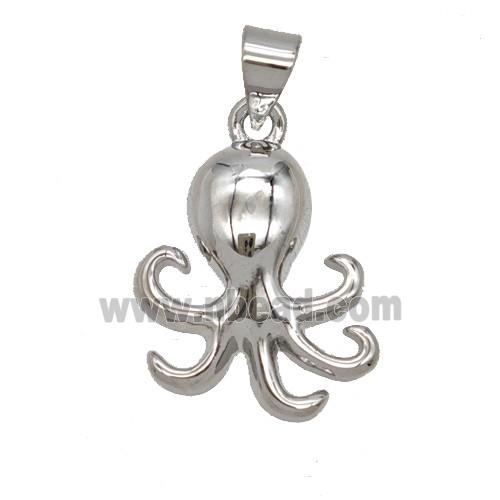Copper Octopus Pendant Platinum Plated