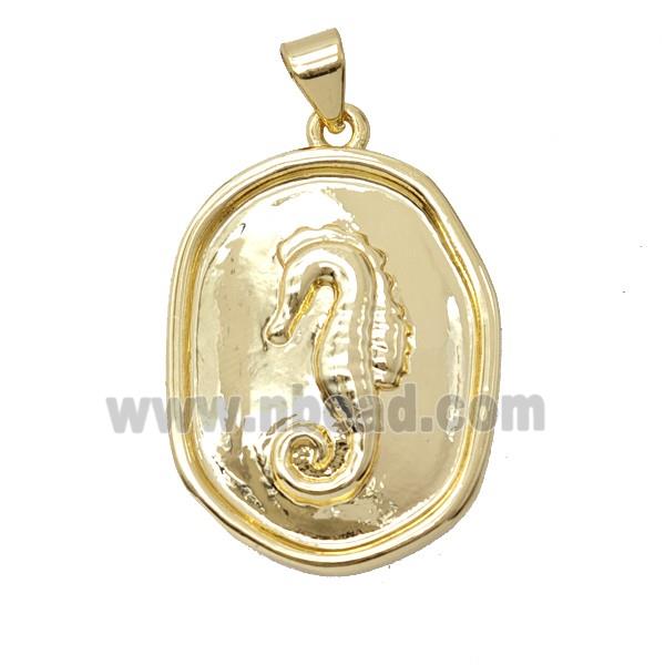 Copper Seahorse Pendant 18K Gold Plated