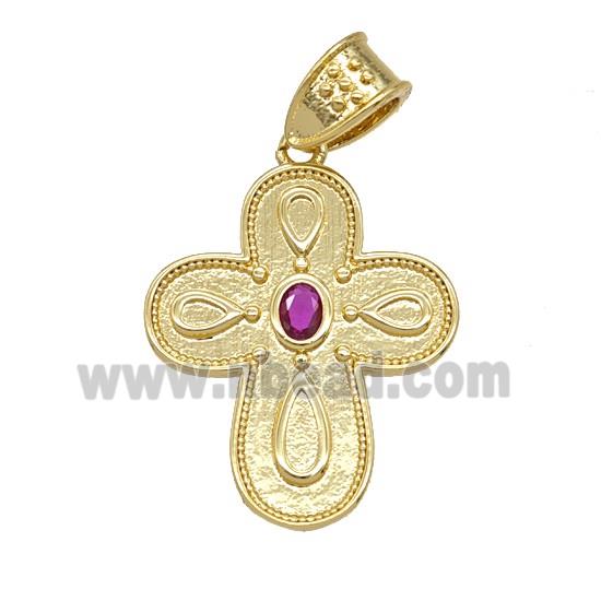 Copper Cross Pendant Pave Zirconia 18K Gold Plated