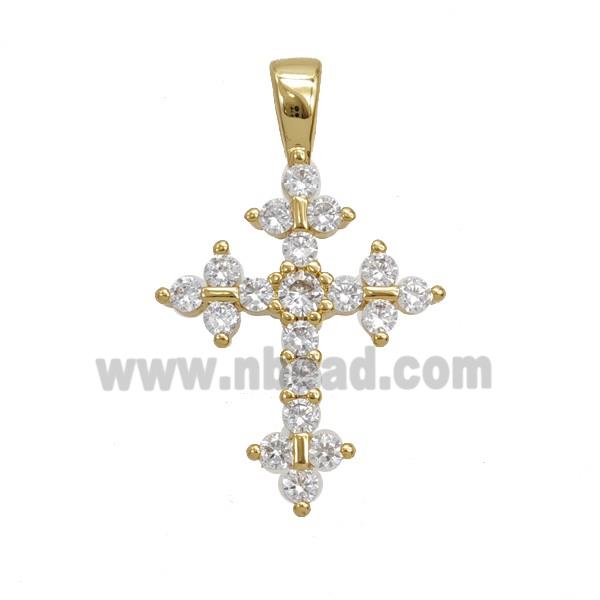 Copper Cross Pendant Pave Zirconia 18K Gold Plated