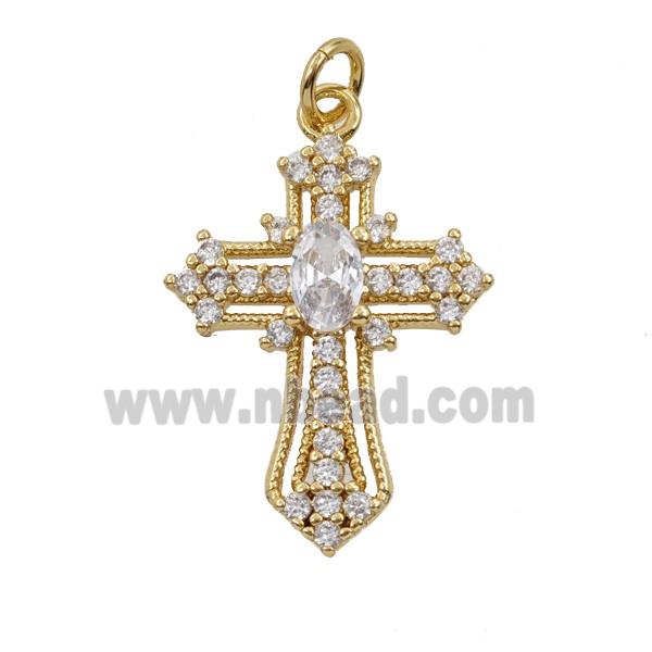 Copper Cross Pendant Pave Zirconia 18K Gold Plated