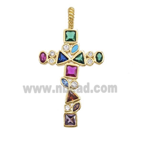 Copper Cross Pendant Pave Zirconia 18K Gold Plated