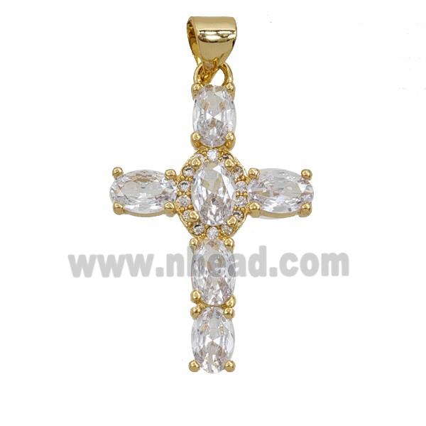 Copper Cross Pendant Pave Zirconia 18K Gold Plated