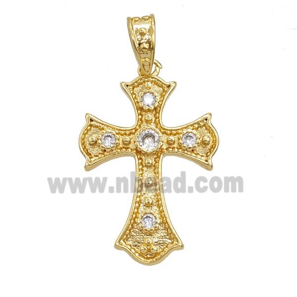 Copper Cross Pendant Pave Zirconia 18K Gold Plated