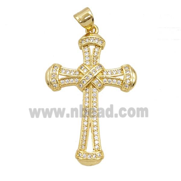 Copper Cross Pendant Pave Zirconia 18K Gold Plated