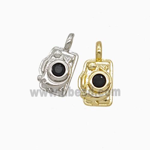 Copper Camera Pendant Pave Zirconia Mixed