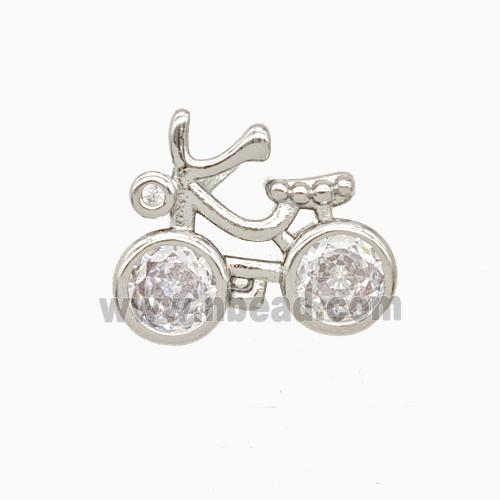 Copper Bicycle Pendant Pave Zirconia Sports Platinum Plated