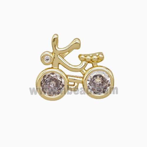 Copper Bicycle Pendant Pave Zirconia Sports Gold Plated