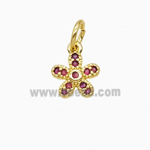 Copper Flower Pendant Pave Zirconia Gold Plated