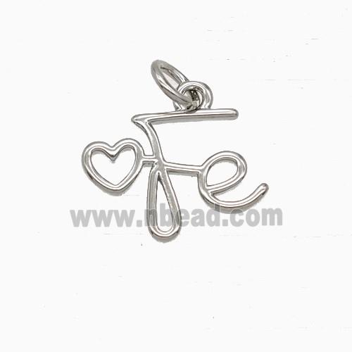 Copper Heart Fe Pendant Platinum Plated