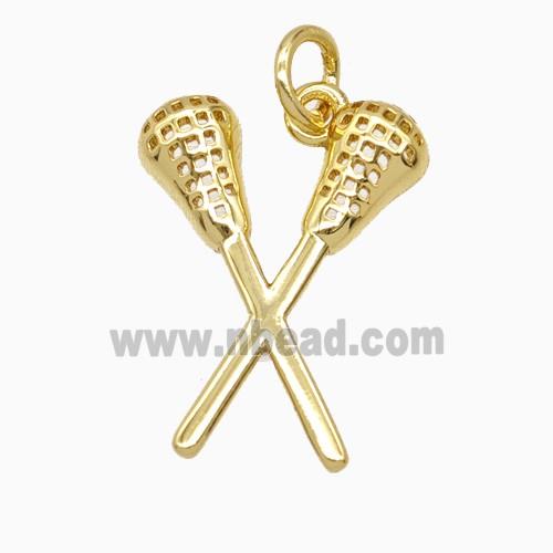 Copper Lacrosse Stick Pendant Sports Gold Plated
