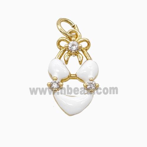 Bikini Charms Copper Pendant Pave Zirconia White Enamel Gold Plated