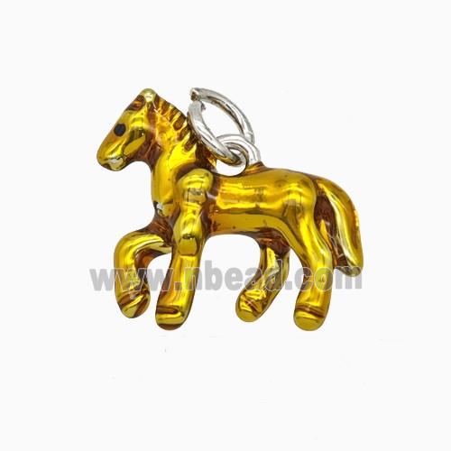 Copper Horse Pendant Yellow Painted Platinum Plated