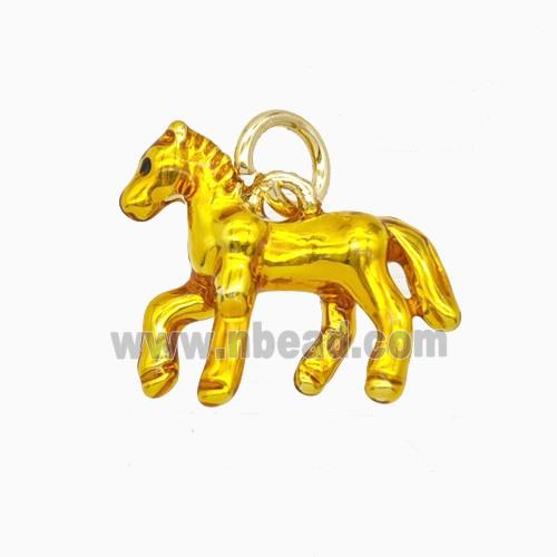 Copper Horse Pendant Yellow Painted Gold Plated