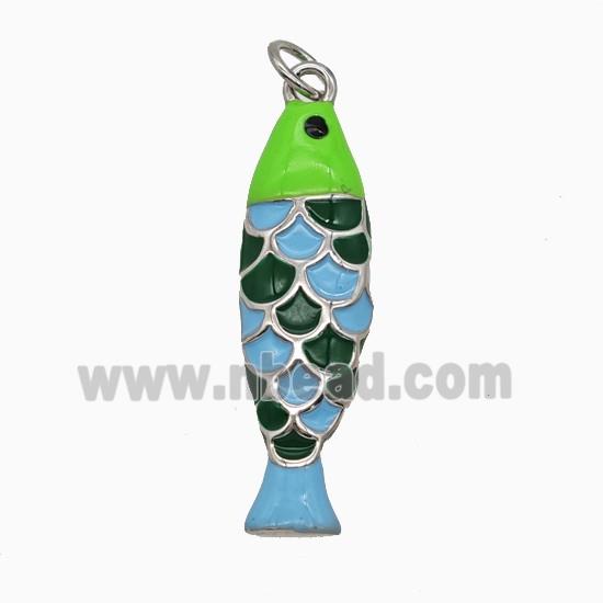 Copper Fish Pendant Enamel Platinum Plated