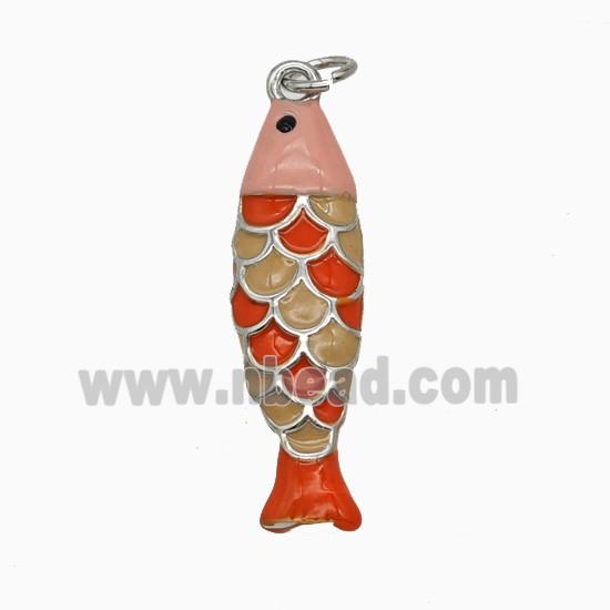 Copper Fish Pendant Enamel Platinum Plated