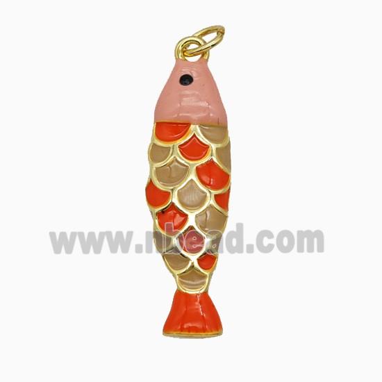 Copper Fish Pendant Enamel Gold Plated