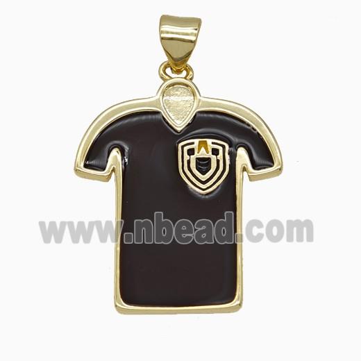 Copper Soccer Jersey Pendant Black Enamel Sports Clothes Gold Plated