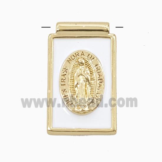 Copper Jesus Pendant White Enamel Gold Plated