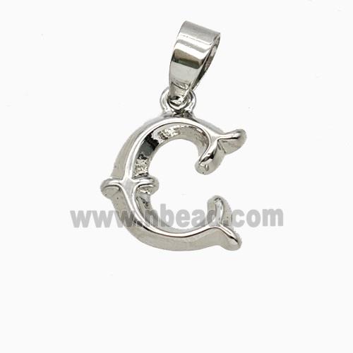 Copper Letter-C Pendant Platinum Plated