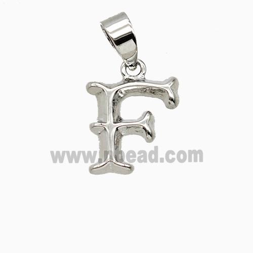 Copper Letter-F Pendant Platinum Plated
