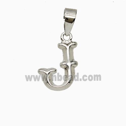 Copper Letter-J Pendant Platinum Plated