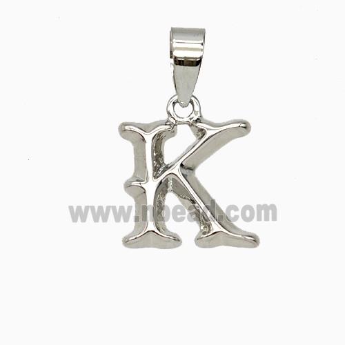 Copper Letter-K Pendant Platinum Plated
