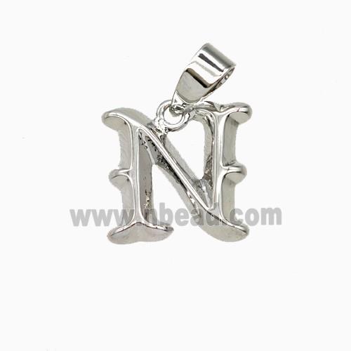 Copper Letter-N Pendant Platinum Plated