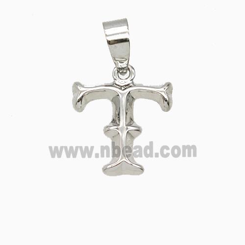 Copper Letter-T Pendant Platinum Plated