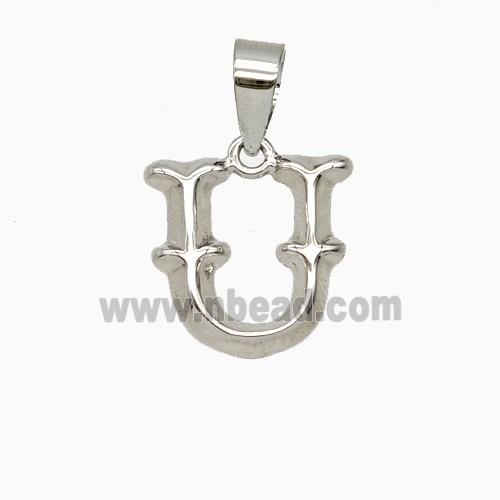 Copper Letter-U Pendant Platinum Plated