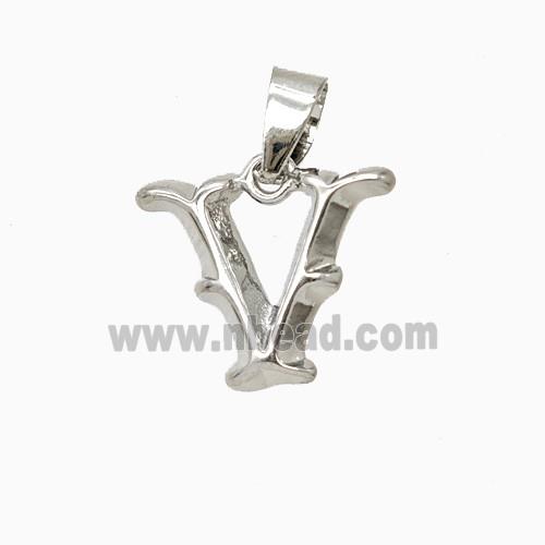 Copper Letter-V Pendant Platinum Plated