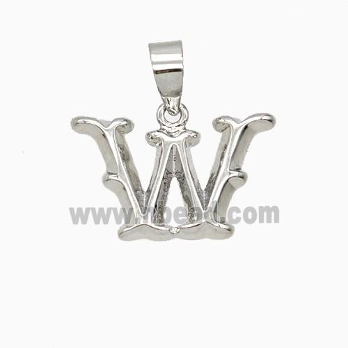 Copper Letter-W Pendant Platinum Plated