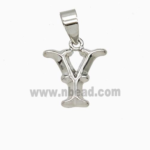 Copper Letter-Y Pendant Platinum Plated