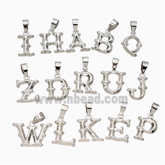 Copper Alphabet Pendant Platinum Plated Mixed Letters