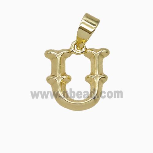 Copper Letter-U Pendant Gold Plated