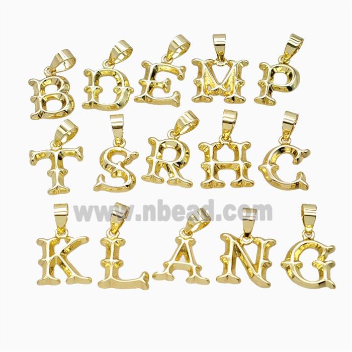 Copper Alphabet Pendant Gold Plated Mixed Letters