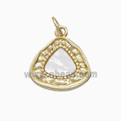 Copper Triangle Pendant Pave Shell Gold Plated