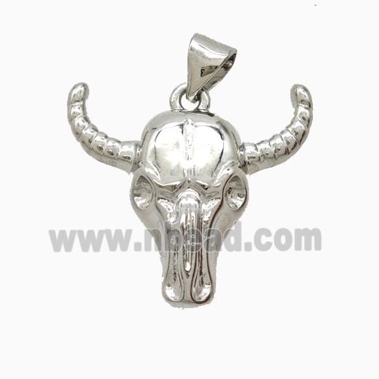 Copper Bullhead Pendant Platinum Plated
