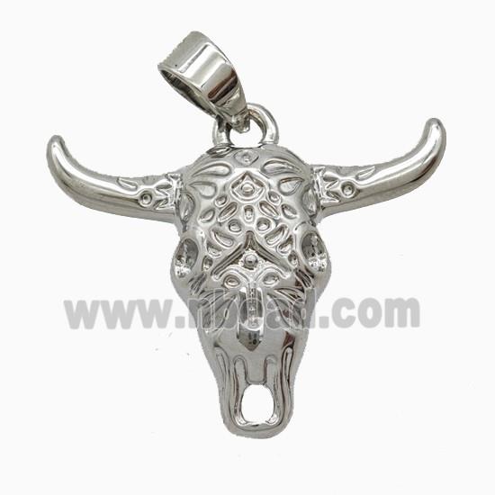 Copper Bullhead Pendant Platinum Plated