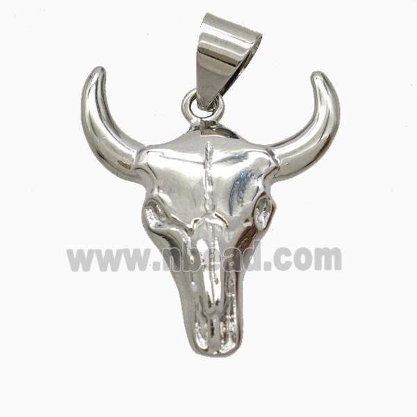 Copper Bullhead Pendant Platinum Plated