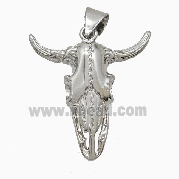 Copper Bullhead Pendant Platinum Plated