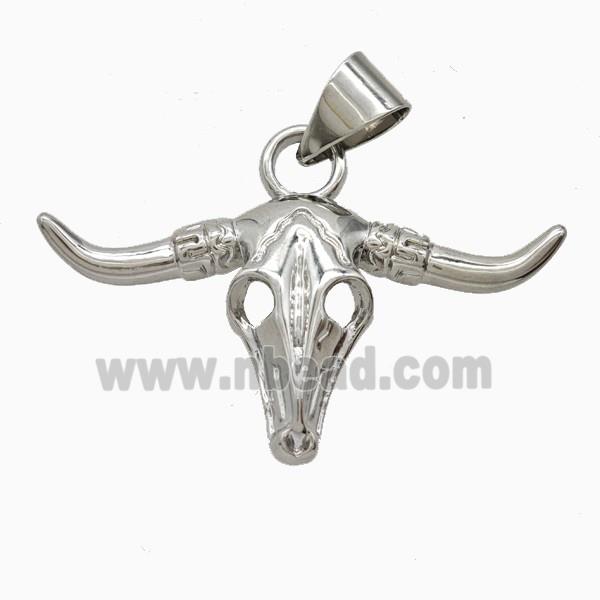 Copper Bullhead Pendant Platinum Plated