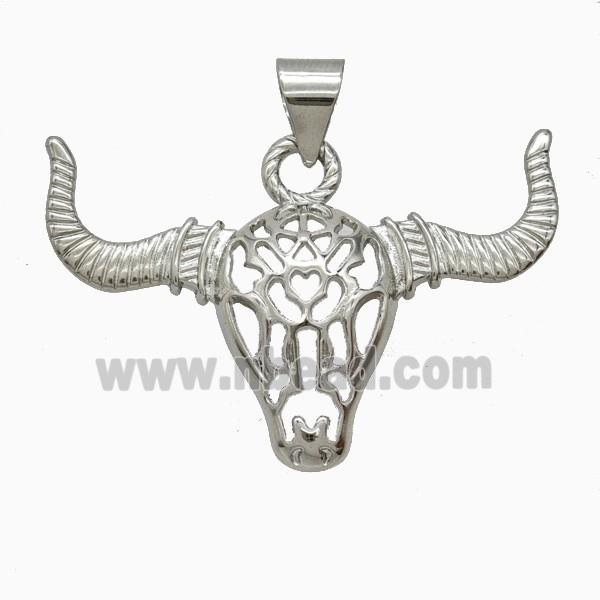 Copper Bullhead Pendant Platinum Plated