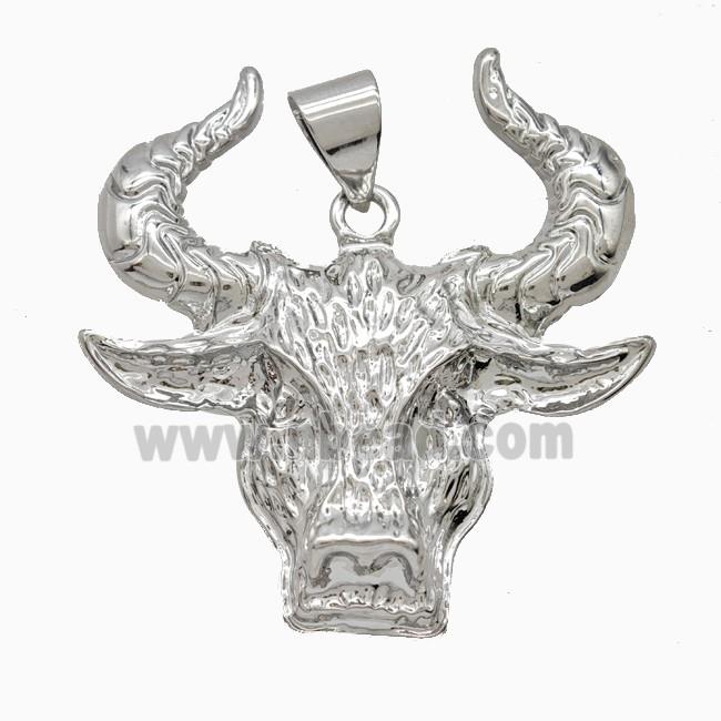 Copper Bullhead Pendant Platinum Plated