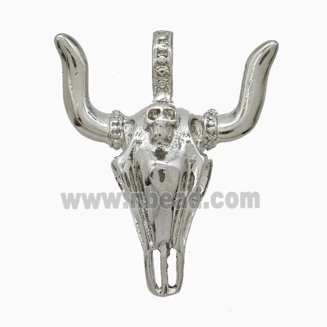Copper Bullhead Pendant Platinum Plated