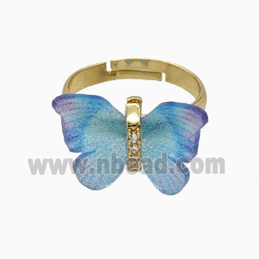 Copper earring studs Pave Zircon, Butterfly, Gold Plated