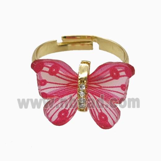 Copper earring studs Pave Zircon, Butterfly, Gold Plated