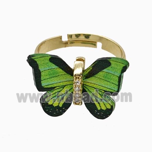Copper earring studs Pave Zircon, Butterfly, Gold Plated